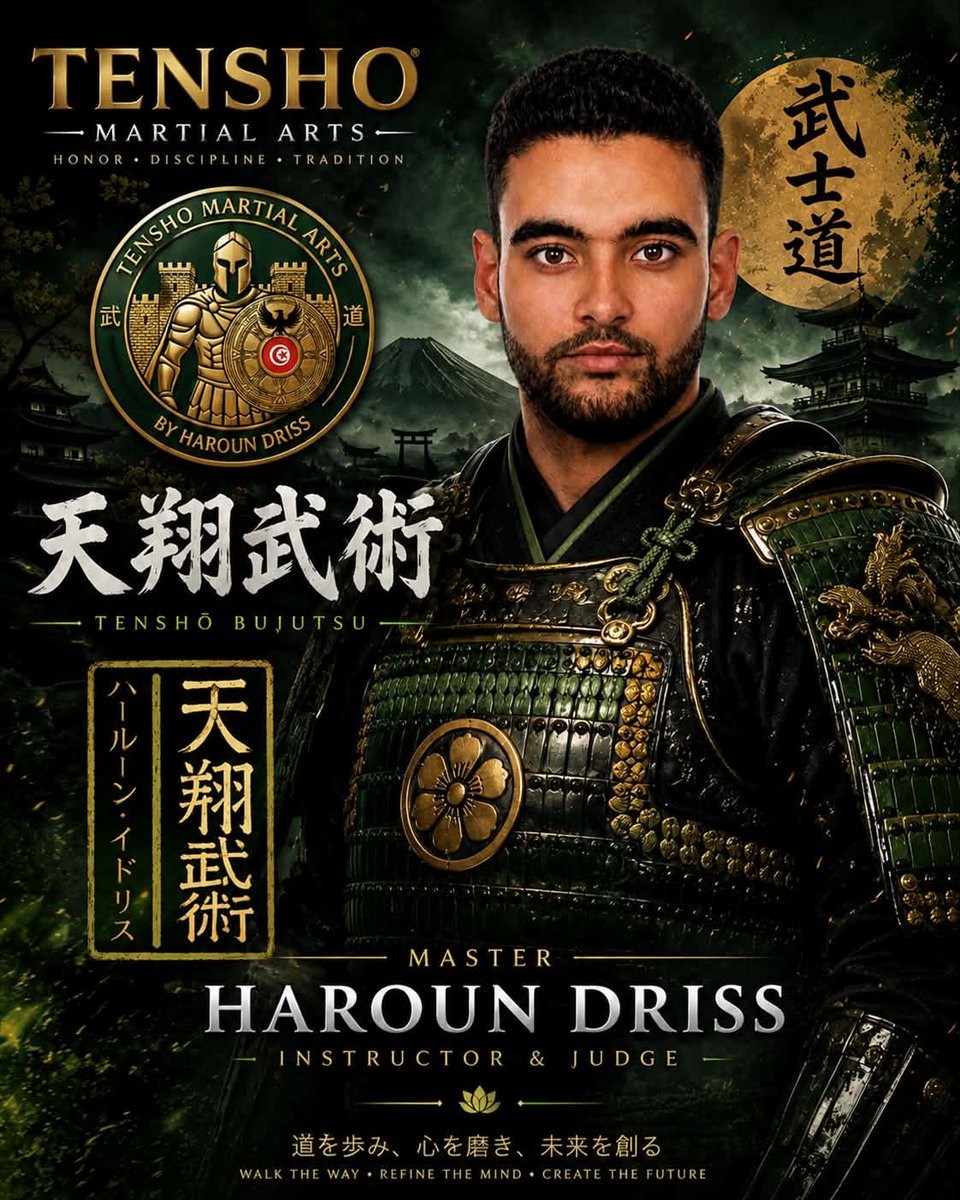 Haroun Driss portrayed in Tensho martial arts armor with the academy crest